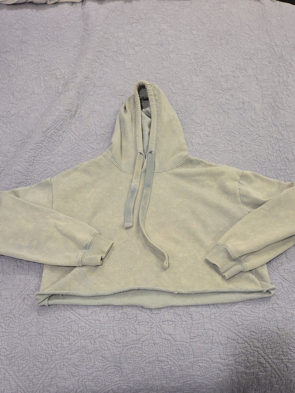 And Now This Cropped Light Sage Green Pullover Hoodie - Women Size XS!